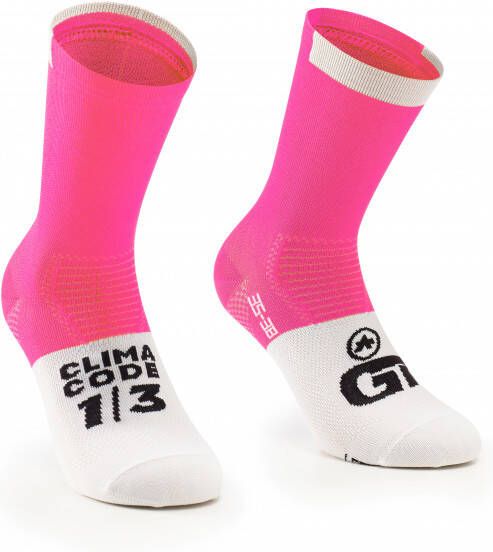Assos GT Socks C2 Fietssokken maat II 43 46, roze/wit