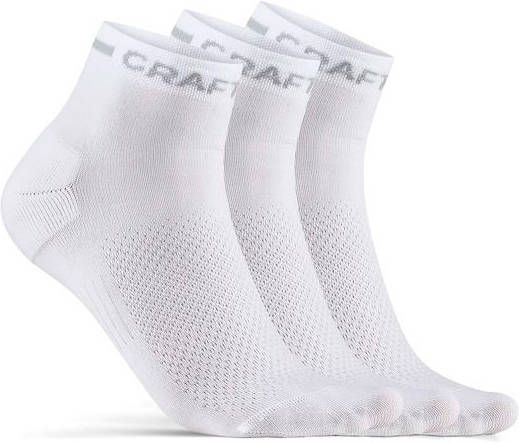 Craft Core Dry Mid Sock 3 Pack Fietssokken 36, wit/grijs