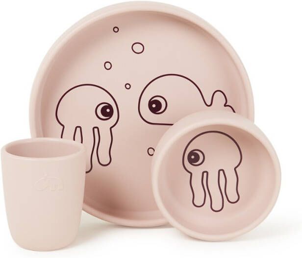 Done by Deer Baby Accessoires Silicone dinner set Sea friends Roze