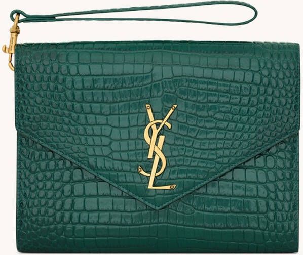 Saint Laurent Cassandre clutch van kalfsleer met crocostructuur