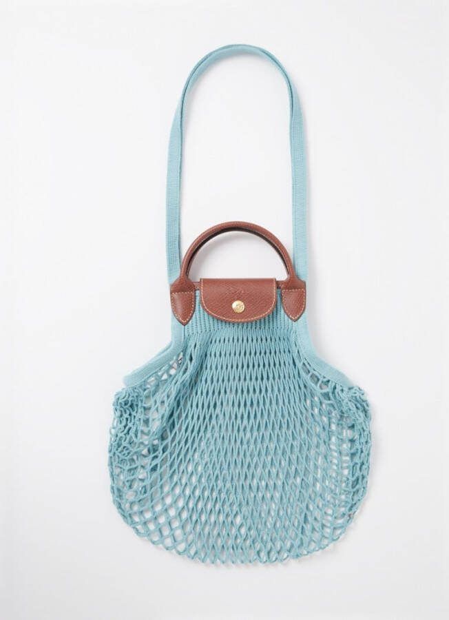 Longchamp Le Pliage Filet handtas met leren details