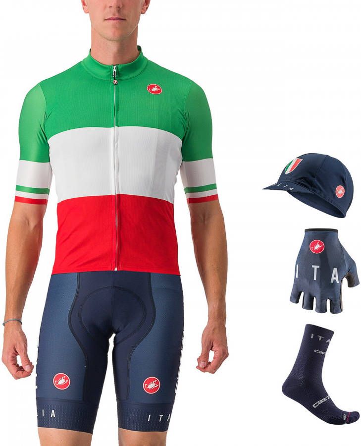 Castelli Italië NATIONAL TEAM Tricolore Maxi Set(5 stukken ), voor heren, Fietskleding