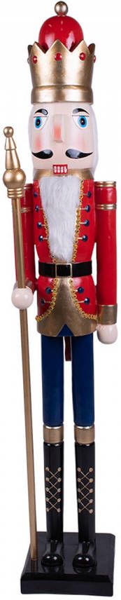 Clayre & Eef Beeld Notenkraker 124 Cm Rood Zwart Kunststof Decoratief Figuur Decoratieve Accessoires Kerstdecoratie