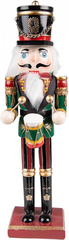 Clayre & Eef Beeld Notenkraker 30 Cm Groen Rood Kunststof Kerstdecoratie Beeld Decoratie Decoratieve Accessoires