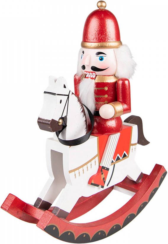 Clayre & Eef Beeld Notenkraker 30 Cm Rood Groen Kunststof Kerstdecoratie Beeld Decoratie Decoratieve Accessoires