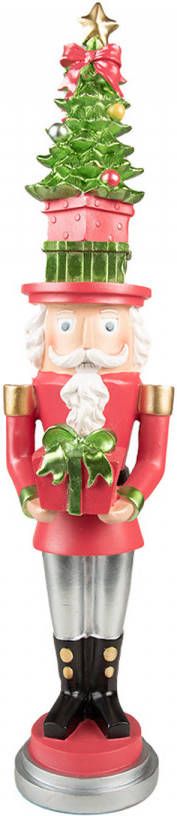Clayre & Eef Beeld Notenkraker 51 Cm Rood Groen Kunststof Kerstdecoratie Beeld Decoratie Decoratieve Accessoires Rood