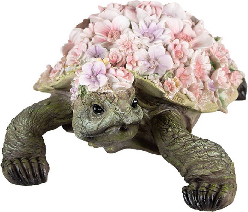 Clayre & Eef Decoratie Schildpad 34x21x14 Cm Roze Kunststof Schildpad Decoratief Figuur Decoratieve Accessoires