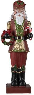 Clayre & Eef Beeld Notenkraker 17x10x47cm Rood Kunststof Kerstdecoratie Beeld Decoratie Decoratieve Accessoires Rood