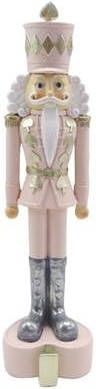 Clayre & Eef Beeld Notenkraker 24 Cm Roze Wit Kunststof Kerstdecoratie Beeld Decoratie Decoratieve Accessoires Roze
