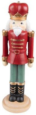 Clayre & Eef Beeld Notenkraker 28 Cm Rood Groen Kunststof Kerstdecoratie Beeld Decoratie Decoratieve Accessoires Rood