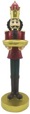 Clayre & Eef Beeld Notenkraker 40 Cm Rood Zwart Kunststof Kerstdecoratie Beeld Decoratie Decoratieve Accessoires Rood