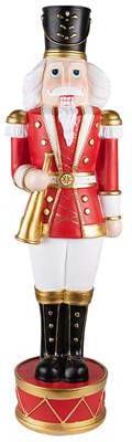 Clayre & Eef Beeld Notenkraker 82 Cm Rood Wit Steen Kerstdecoratie Decoratieve Accessoires Kerstdecoratie Voor Binnen