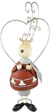 Clayre & Eef Beeld Rendier 95 Cm Rood Ijzer Kerstdecoratie Beeld Decoratie Decoratieve Accessoires Rood Kerstdecoratie