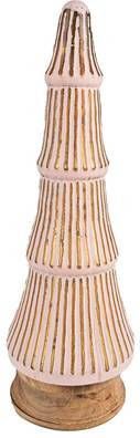 Clayre & Eef Kerstdecoratie Kerstboom 44 Cm Roze Hout Glas Decoratief Figuur Decoratieve Accessoires Woonaccessoires