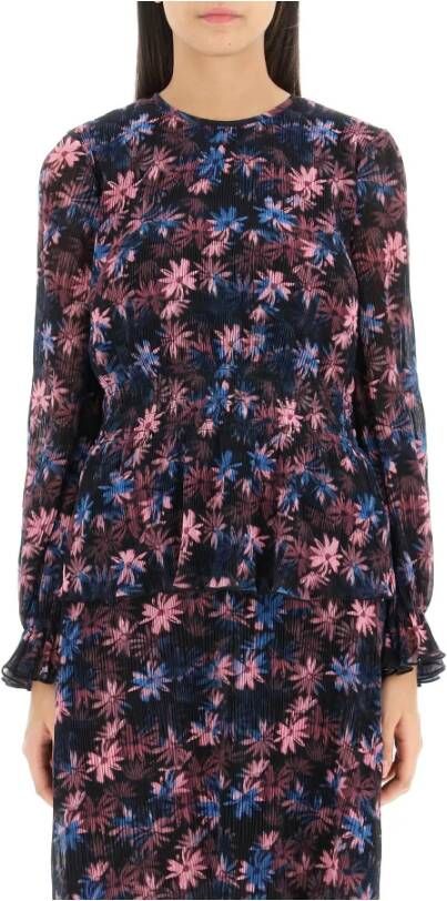 Ganni pleated georgette blouse , Paars, Dames