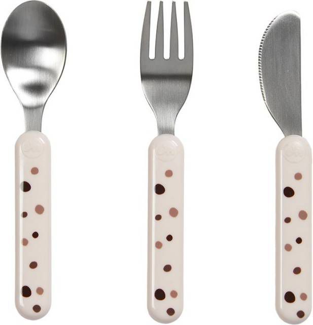 Done by Deer ™ Kinderbestek Dream y stippen roze van de 6e maand