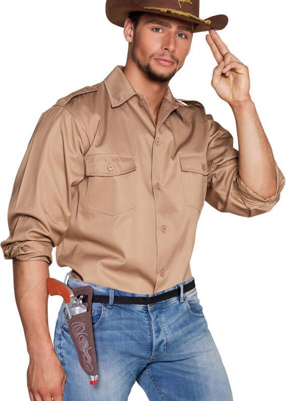 Boland Verkleed Cowboy Holster Met Een Revolver/pistool Voor Volwassenen Verkleedattributen