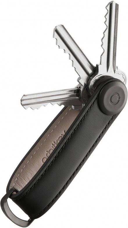 Orbitkey sleutelhouder leer 2.0-Zwart met zwart stiksel